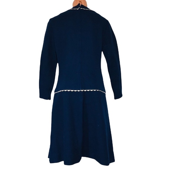 Vintage Sherbet Originals Wool Pleated Midi Dress Blue Size Medium - Picture 4 of 8